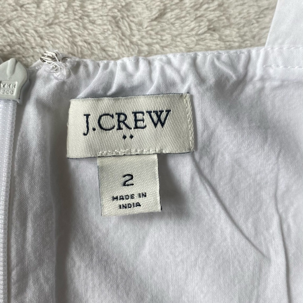 J. Crew Embroidered Saffron scalloped tiered white blue trim dress $128 - Picture 10 of 15